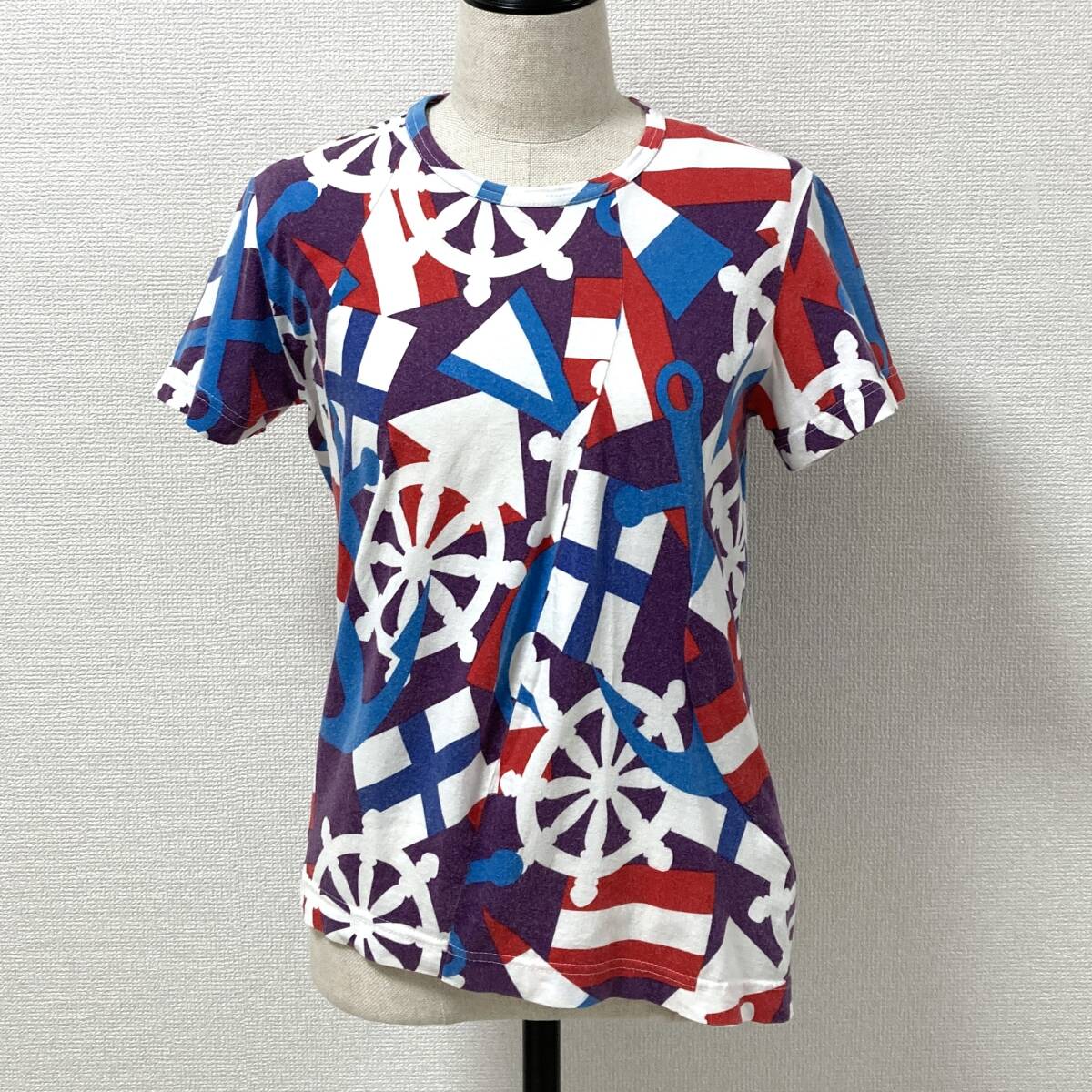 AD2002 tricot COMME des GARCONS マリン 総柄 切替 半袖 カットソー トリコ コムデギャルソン Tシャツ Tee VINTAGE archive 5070179拍卖