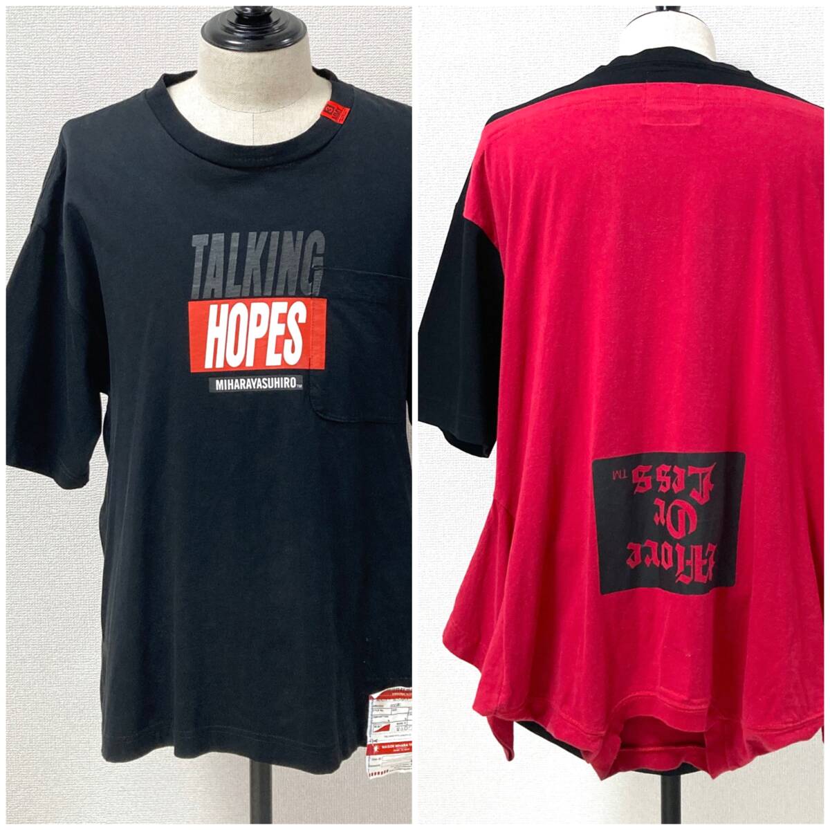 Maison MIHARA YASUHIRO ドッキング Tシャツ 黒赤 44サイズ メゾンミハラヤスヒロ 半袖 カットソー Tee archive 5070143拍卖