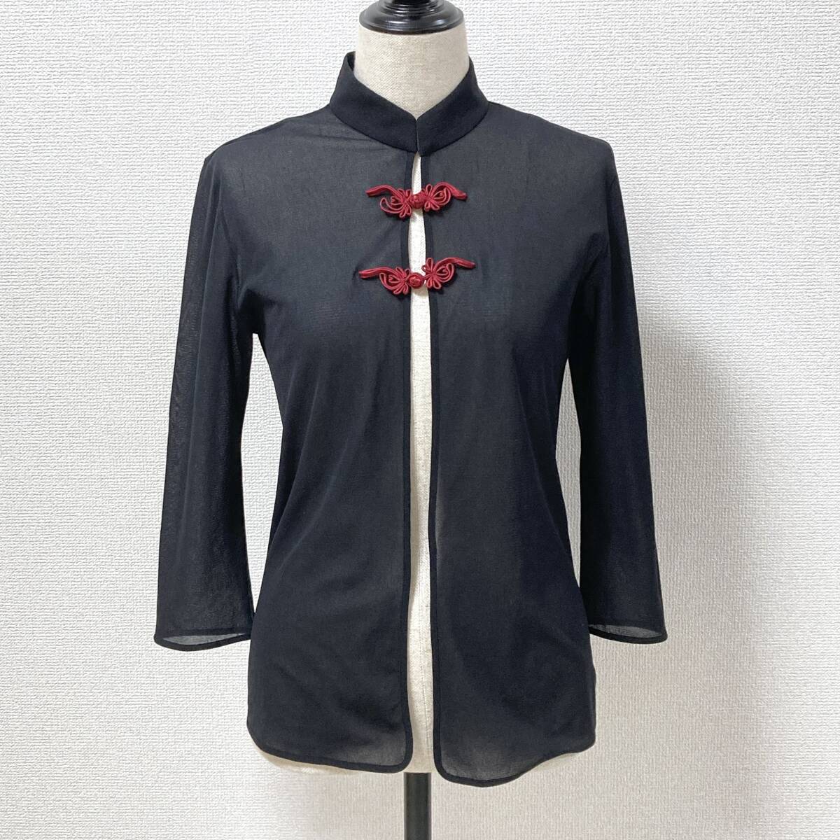 VIVIENNE TAM トグルボタン マオカラー シースルー ブラウス ブラック 黒 ヴィヴィアンタム シアー カーディガン archive 5060293拍卖