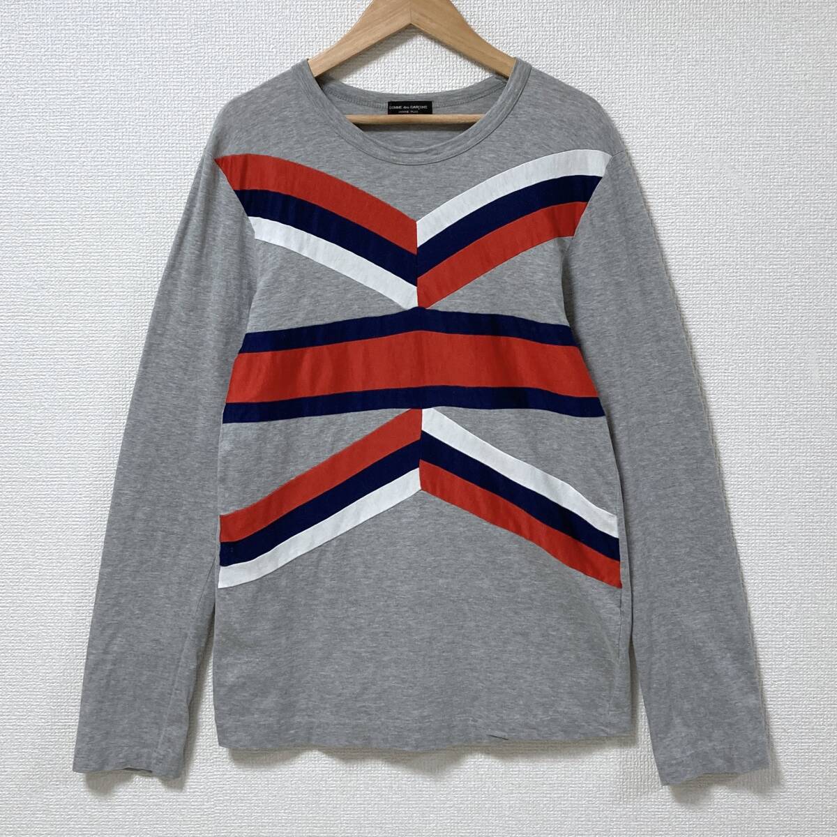 80s 90s コムデギャルソンオムプリュス トリコロール 切替 長袖 カットソー グレー HOMME PLUS Tシャツ ロンT Tee VINTAGE archive 5070084拍卖