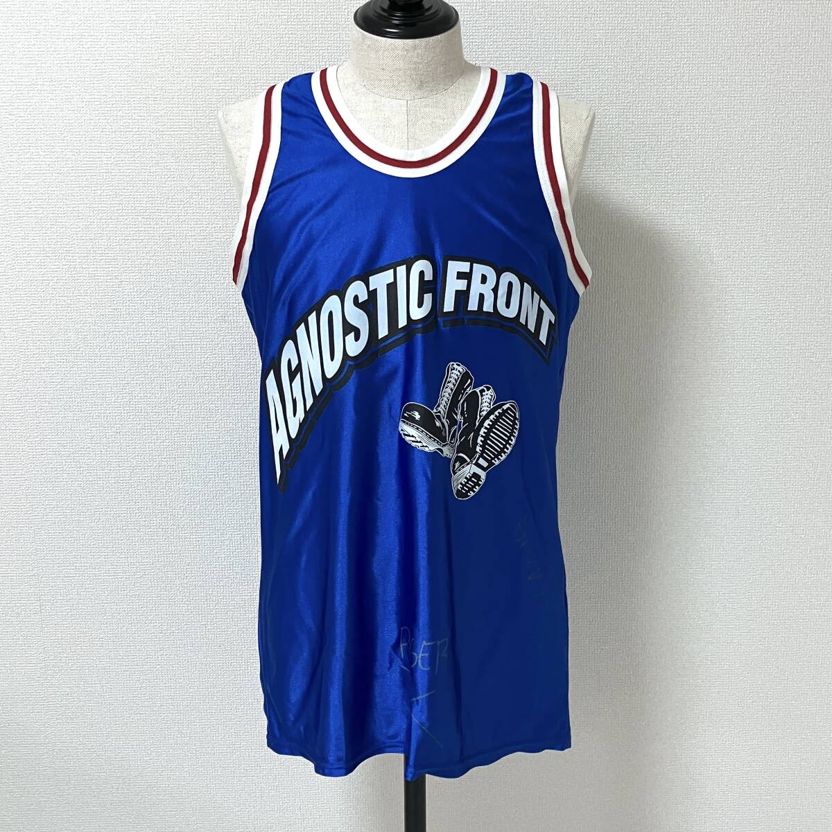 サイン入 90s AGNOSTIC FRONT USA製 Empire ゲームシャツ ユニフォーム バンT アグノスティックフロント ハードコア ビンテージ 2224拍卖