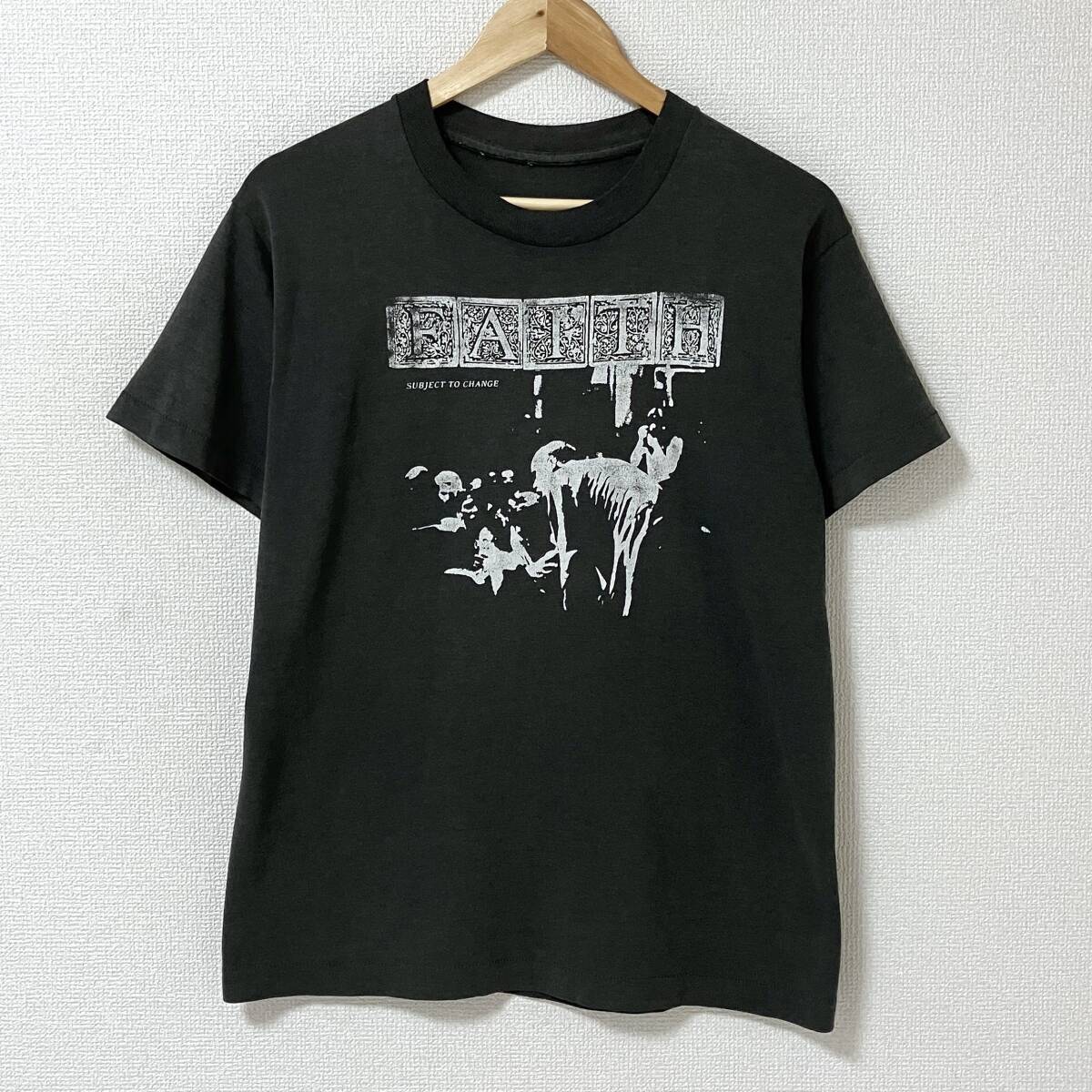 80s 90s FAITH バンド Tシャツ ブラック 黒 フェイス SUBJECT TO CHANGE バンT Tee ハードコア ビンテージ VINTAGE 2221拍卖