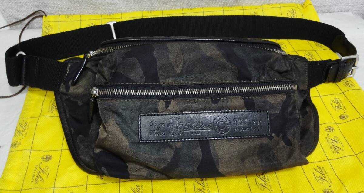 【超美品】 Felisi フェリージ 799/12 ショルダーバッグ ボディバッグ ナイロン×レザー カモフラ 迷彩拍卖