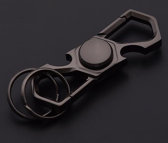 カラビナ 付き キーホルダー ブラック キーリング キーフック おしゃれ ビジネス 普段使い ☆n353拍卖