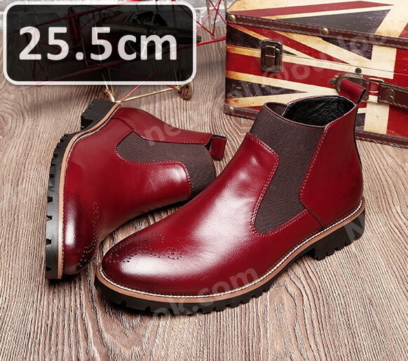 メンズ ショートブーツブーツ 25.5cm レッド PUレザー ミリタリーブーツ アウトドアシューズ 【n019】拍卖