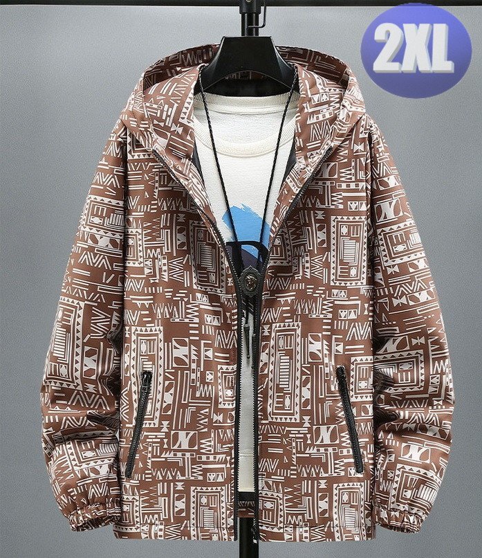 フード付き ジップアップパーカー ブラウン 2XL トレーナー アウター 防寒 n732-br拍卖