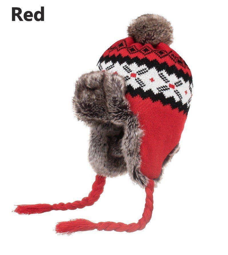 ニット帽 レッド レディース 秋冬 厚手 帽子 ニット 柔らか キャップ hat アウトドア ポンポン付き あったかい オシャレ 冬 耳当て n840拍卖