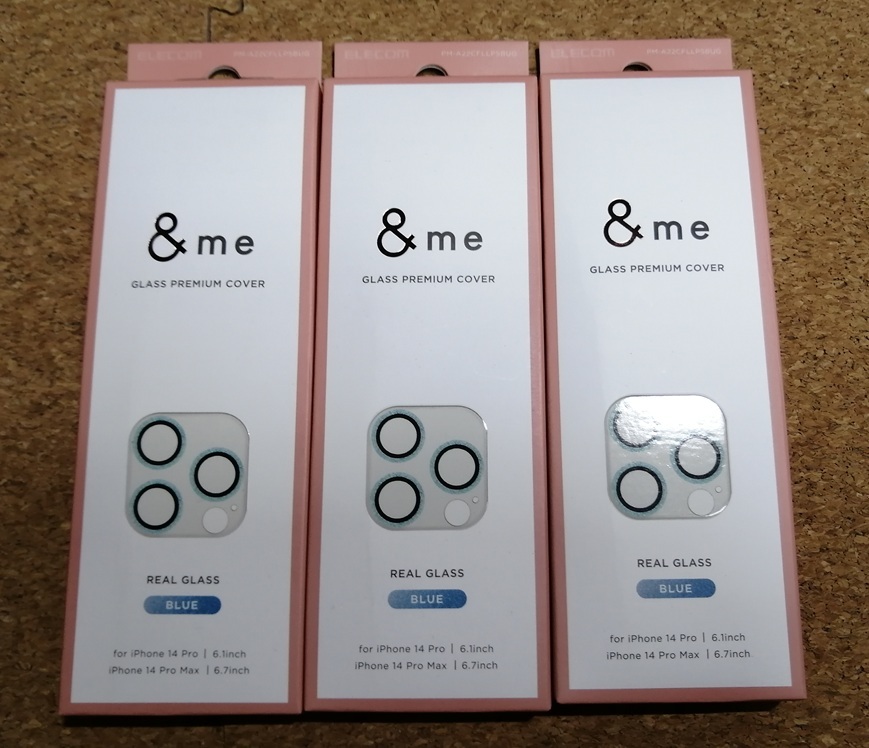 【3個】エレコム iPhone14 Pro / 14 Pro Max &me カメラレンズカバー ガラス ブルー PM-A22CFLLP5BUG 4549550309905拍卖