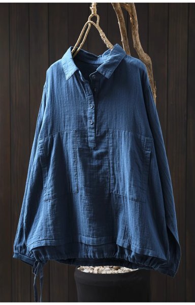 c 2508 裾ゴム フリーサイズ チュニック トップス ナチュラル 綿100% サラサラ 通気性良い ダブルガーゼ 純色4拍卖