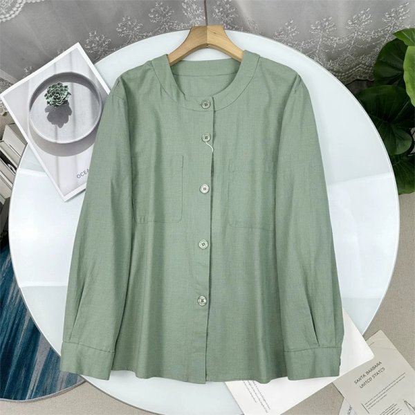 c 2508 カーディガン フリーサイズ ワイシャツ チュニック トップス ナチュラル 麻100% RINEN リネン サラサラ 通気性良い 純色4拍卖