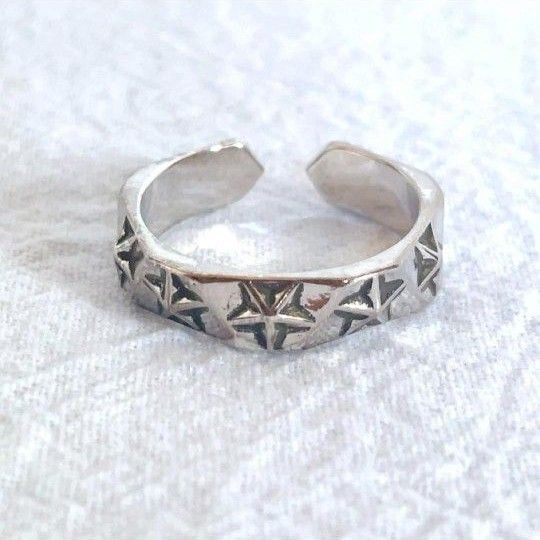 スター リング シルバー フリーサイズ 星 立体 メキシカン ヴィンテージ 新品未使用 指輪 メンズ レディース スター拍卖