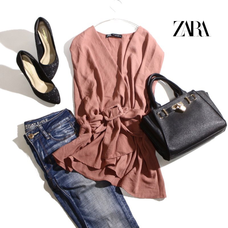 美品 ZARA ザラ 夏 ギャザー ベルト一体 ジャージ― ノースリーブカットソー M くすみ ピンク ベージュ 綺麗め ミセス オフィス 通勤 上品拍卖