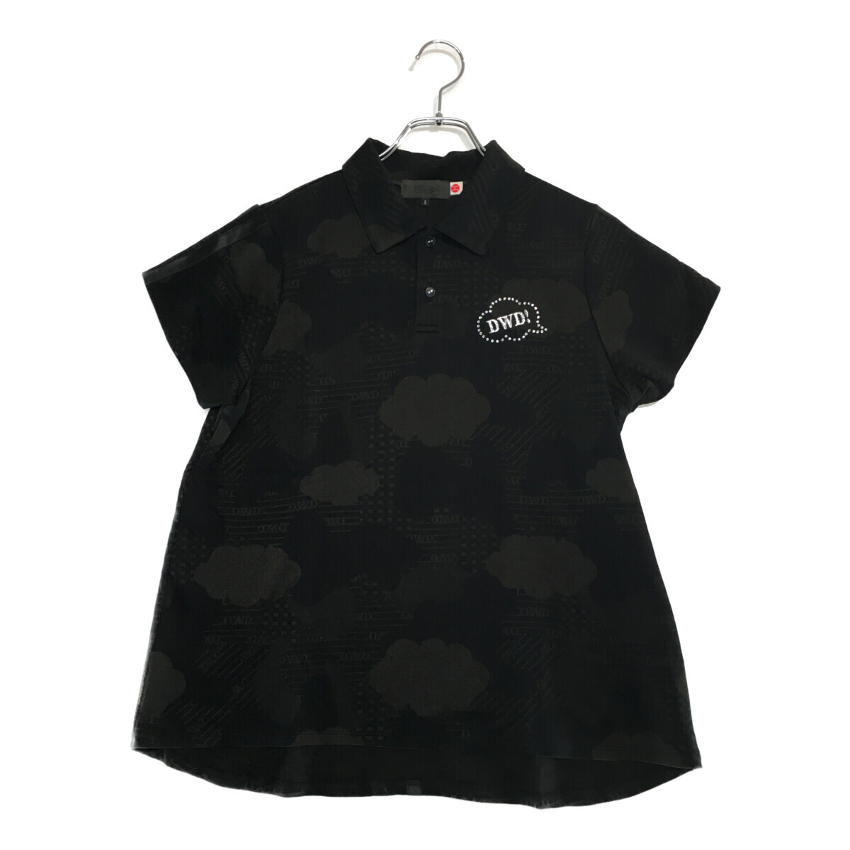 coco 中古【値下げ】 ダンスウィズドラゴン DANCE WITH DRAGON レディース 半袖ポロシャツ 3(L) 黒 総柄 レターパックプラス発送可 99989拍卖