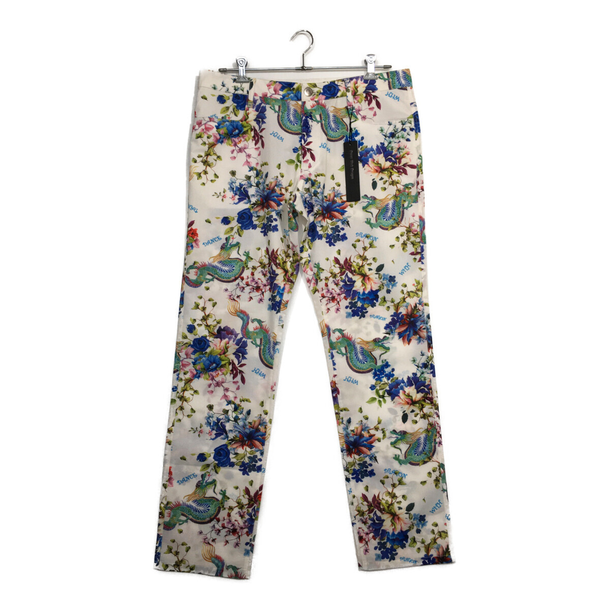 coco 未使用品【値下げ】 ダンスウィズドラゴン DANCE WITH DRAGON メンズ パンツ 5(3L) 白 総柄 薄手 レターパックプラス発送可 99929拍卖