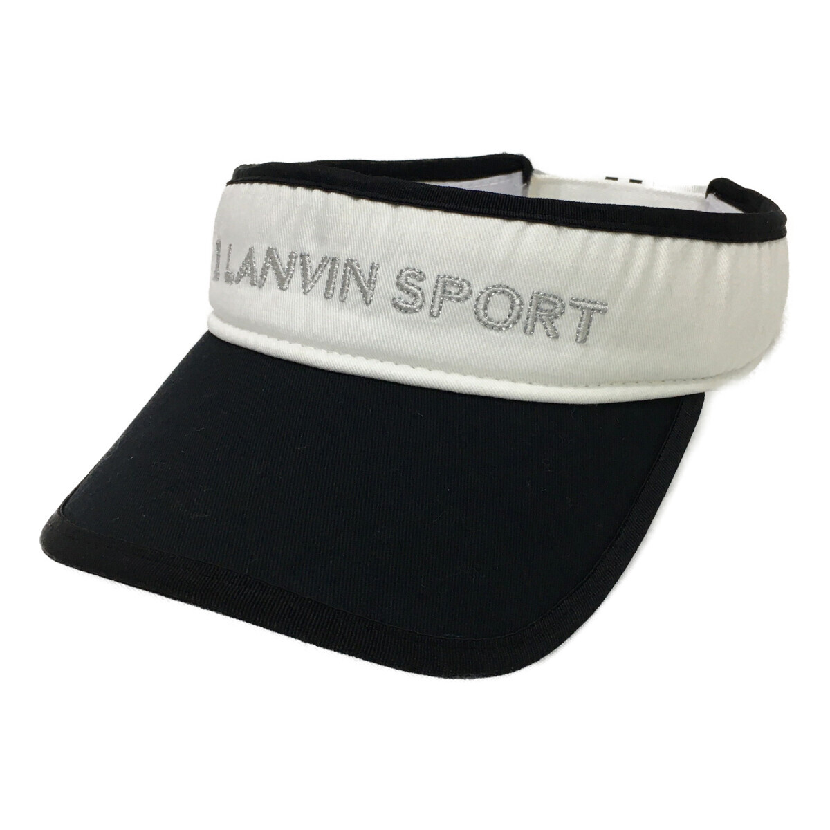 coco 中古【SALE】ランバンスポール LANVIN SPORT サンバイザー 黒 後ろリボン モノトーン レターパックプラス発送可 100865拍卖