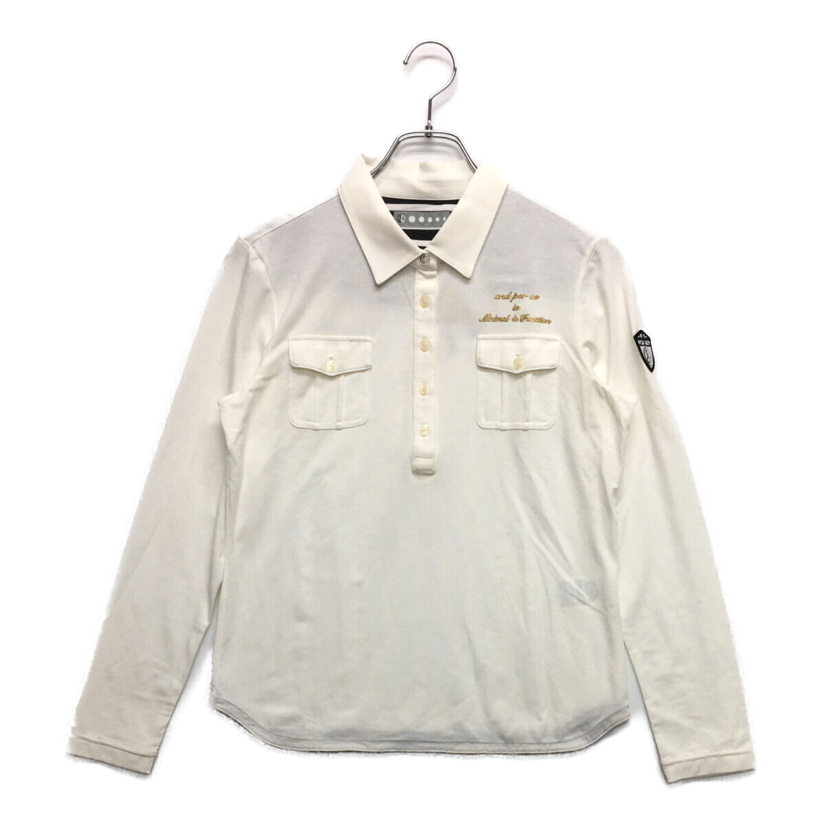 coco 未使用品【SALE】アンパスィ and per se レディース 長袖ポロシャツ L 白 ホワイト レターパックプラス発送可 114937拍卖