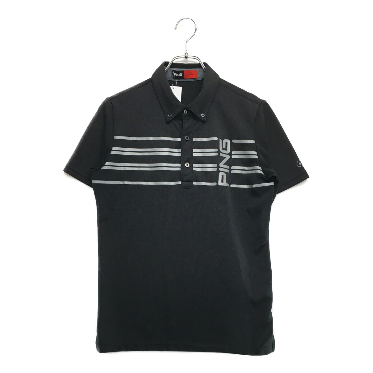 coco 中古【SALE】ピン PING メンズ 半袖ポロシャツ S 黒 ブラック ボタンダウン ストレッチ ネコパケ発送可 114453拍卖