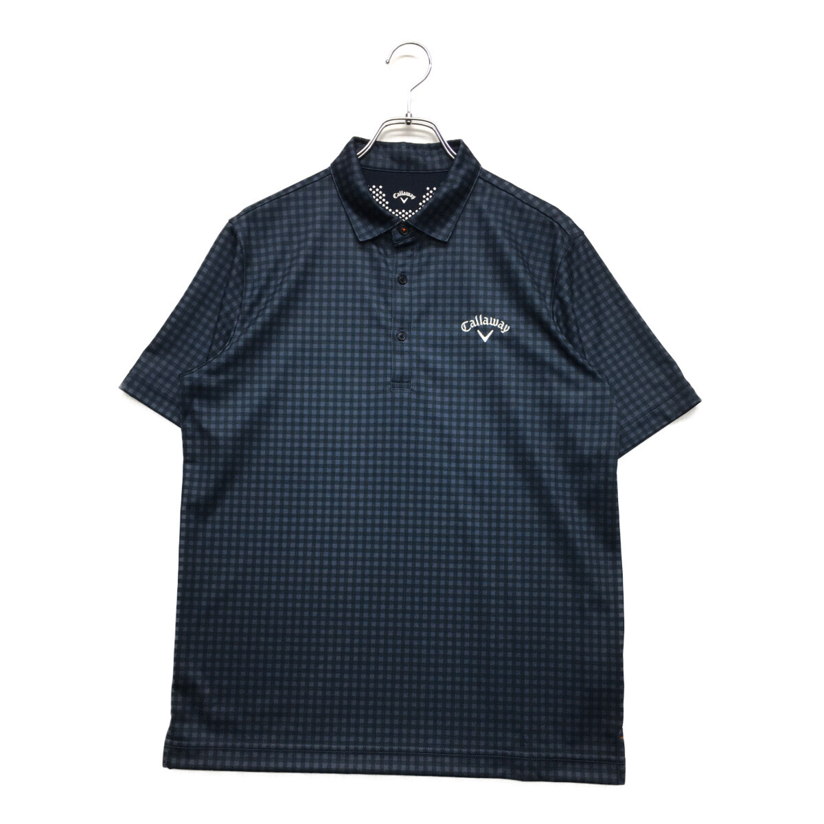 coco 中古【値下げ】 キャロウェイ Callaway メンズ 半袖ポロシャツ L ネイビー チェック柄 レターパックプラス発送可 89957拍卖
