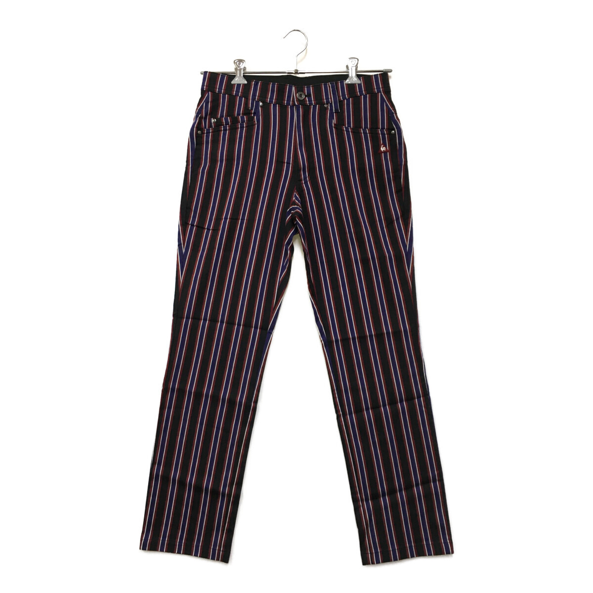 coco 中古【値下げ】ルコックスポルティフ メンズ パンツ 76cm 黒×紺×エンジ ストライプ レターパックプラス発送可 88067拍卖
