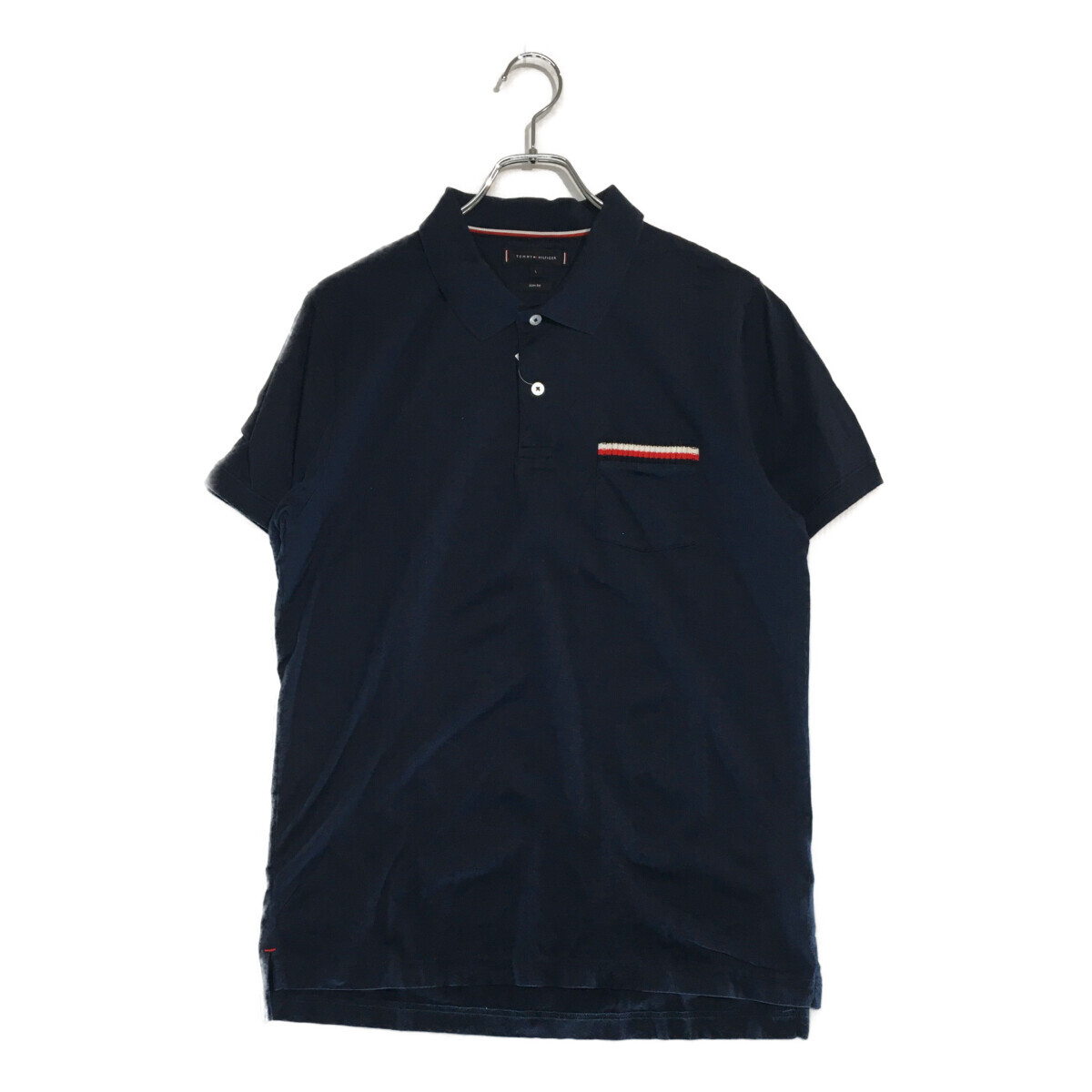 coco 中古【値下げ】 トミーヒルフィガーゴルフ TOMMY HILFIGER GOLF メンズ 半袖ポロシャツ L 紺 レターパックプラス発送可 101704拍卖