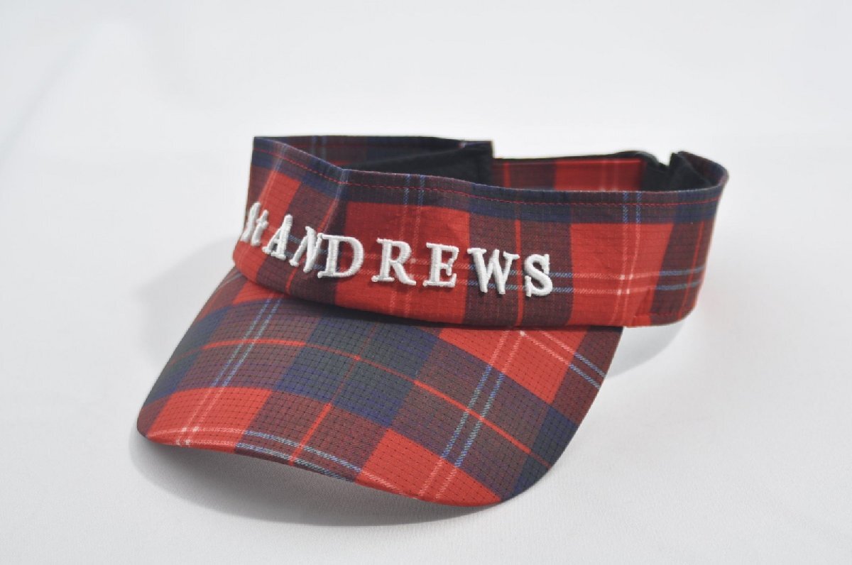 coco 中古【値下げ】 セントアンドリュース StANDREWS サンバイザー フリー レッド 赤 チェック柄 レターパックプラス発送可 75670拍卖