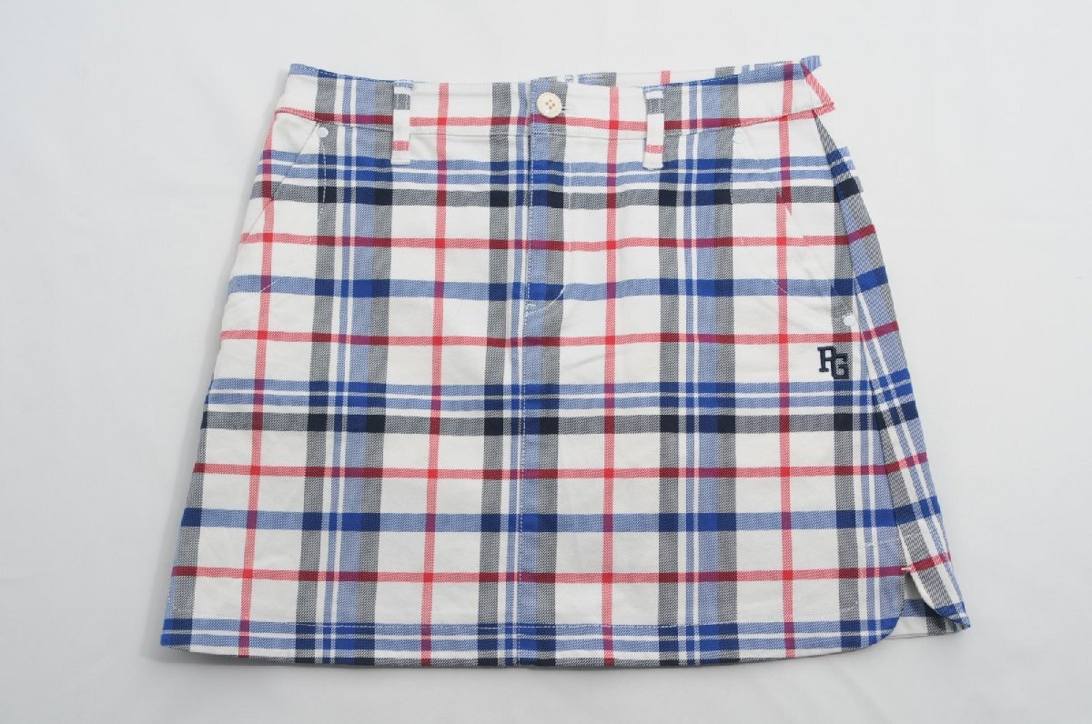 coco 中古【SALE】 パーリーゲイツ PEARLY GATES レディース スカート 1(M) 白×青×赤 チェック レターパックプラス発送可 66917拍卖