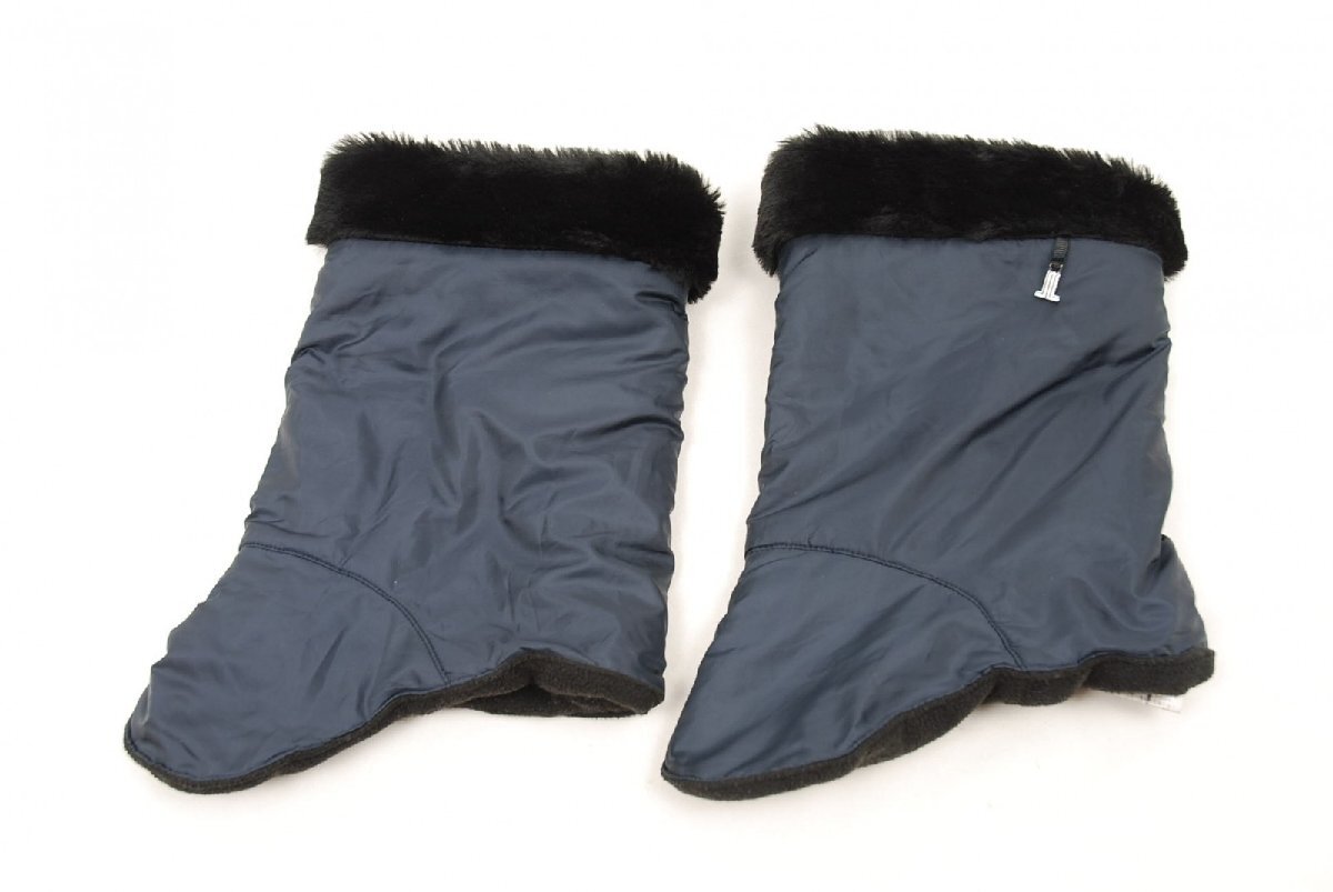 coco 中古【値下げ】 ランバンスポール レディース レッグウォーマー 紺×黒 履き口ファー 内側フリース レターパックプラス発送可 85192拍卖