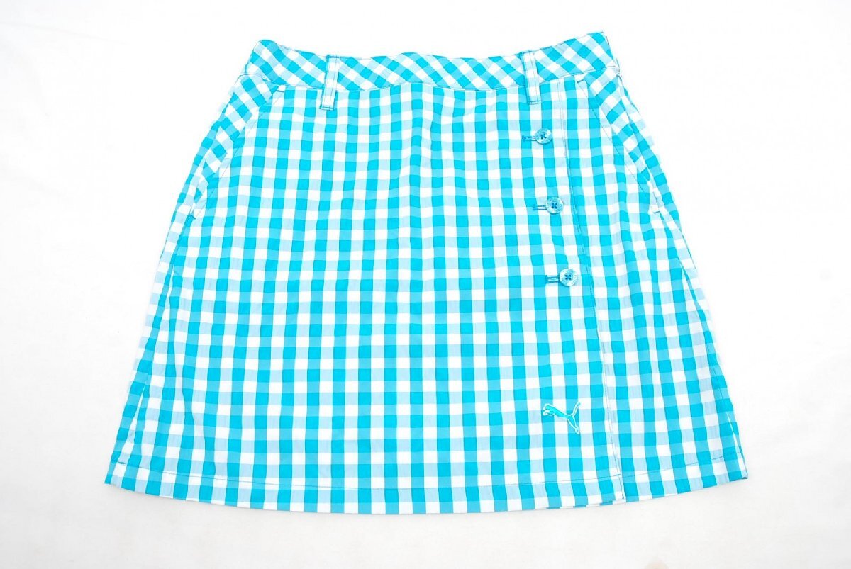 coco 中古【値下げ】 プーマ PUMA レディース スカート M 水色×ホワイト ギンガムチェック レターパックプラス発送可 80003拍卖