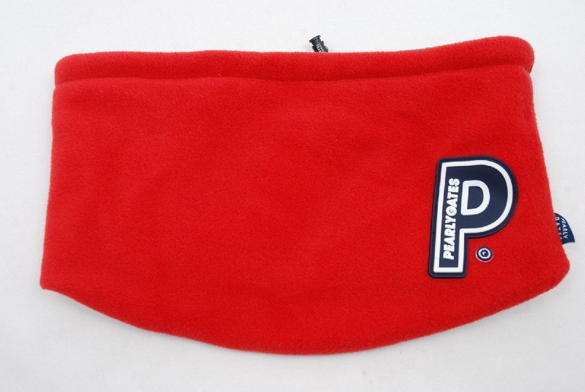 coco 中古【値下げ】 パーリーゲイツ PEARLY GATES ネックウォーマー レッド 赤 フリース ワッペンロゴ レターパックプラス発送可 85198拍卖
