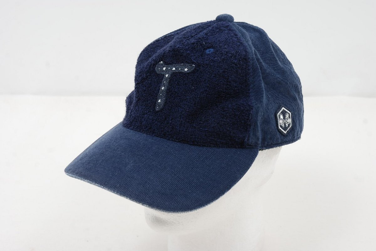 coco 中古【値下げ】 トヴホ tovho キャップ フリー ネイビー 紺 コーデュロイ×パイル地 レターパックプラス発送可 83087拍卖