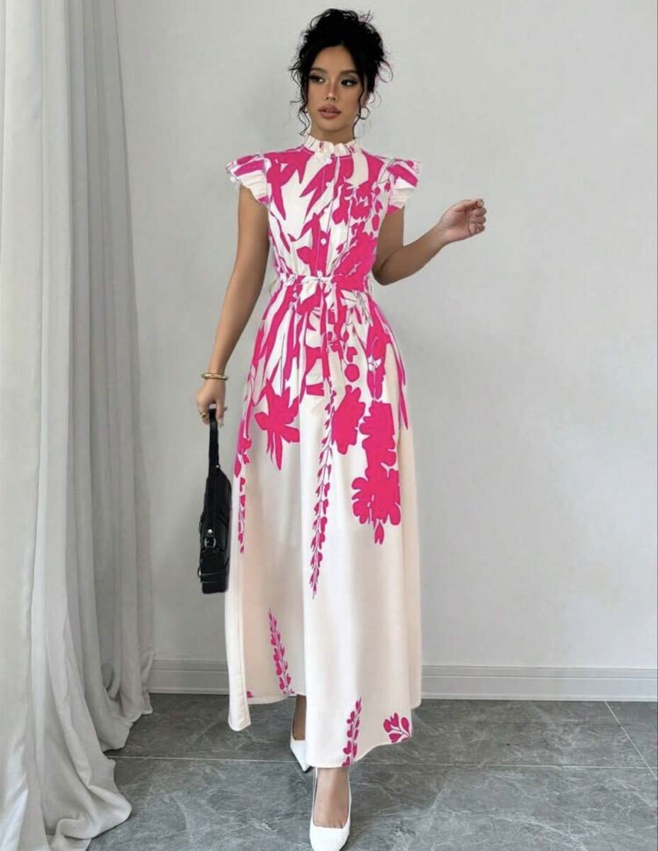 ピンクフラワーワンピース拍卖