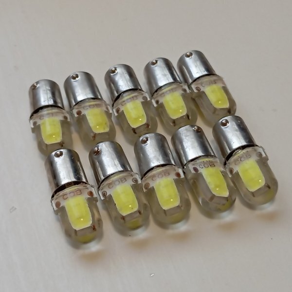 国内未入荷 特注品 超爆光COB 24V専用設計!10個 角マーカー用 BA9S LED 電球 ホワイト 白 デコトラ サイドマーカー レトロ 大型車トラック拍卖