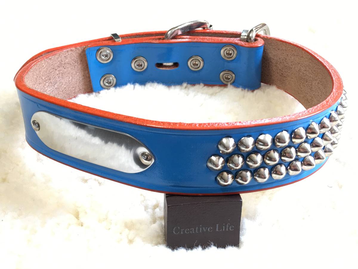 ★同梱お得★♯30-№26・先カン式平首輪・青♪拍卖
