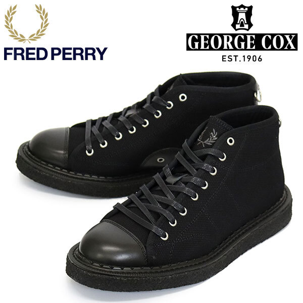 FRED PERRY (フレッドペリー) x GEORGE COX (ジョージコックス) Wネーム SB6336 MONKEY SHOE モンキーシューズ HEAVY CANVAS 102 BLACK FP5拍卖