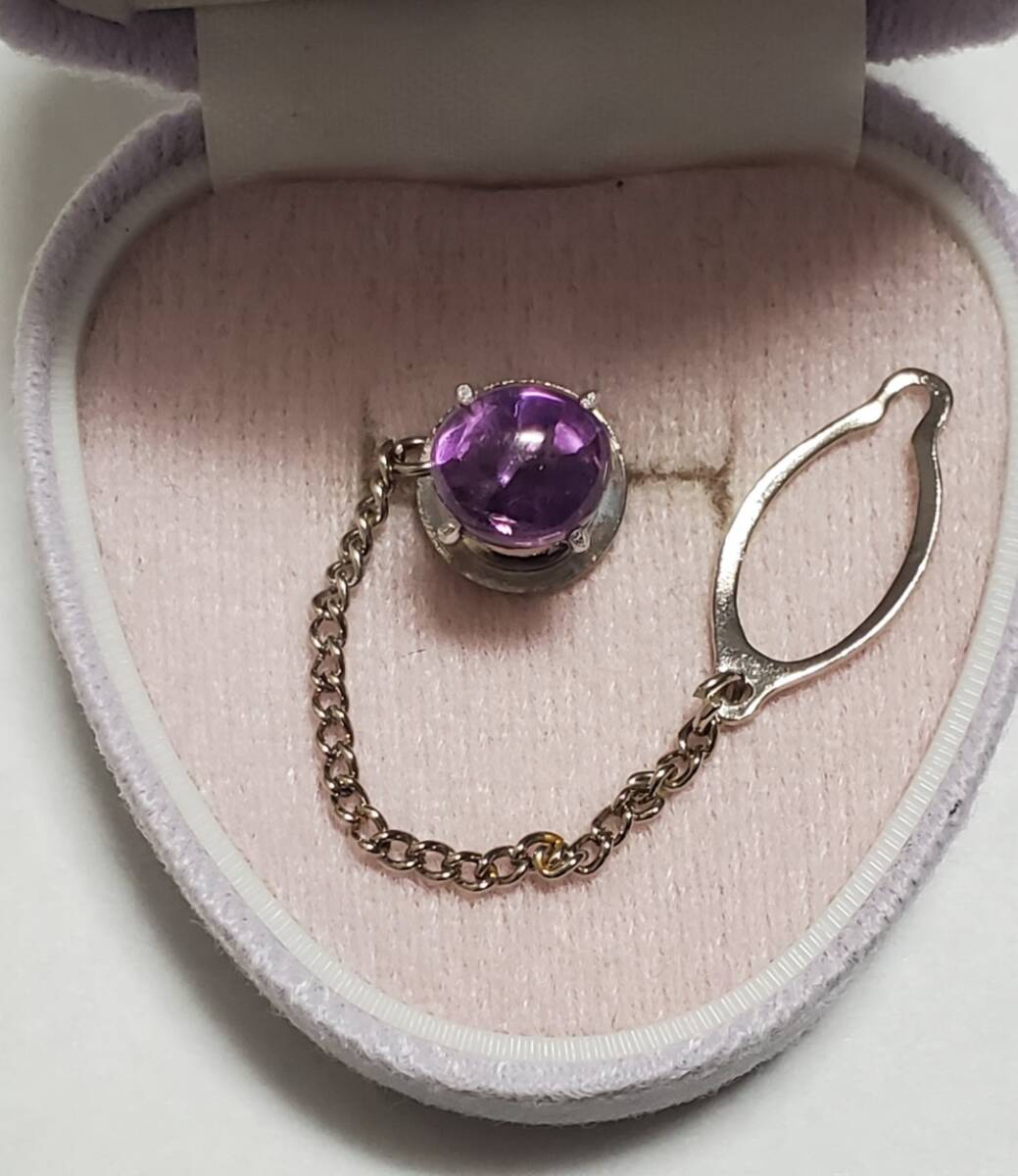 アメジスト カラーストーン タイピン メンズ アクセサリー 3,2g きれいめ拍卖