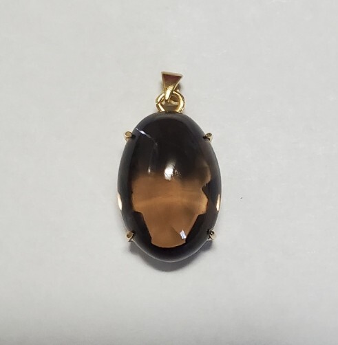 天然スモーキークォーツ ペンダントトップ ゴールドカラー レディース アクセサリー 4,1g 美品拍卖