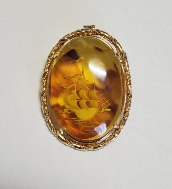 べっ甲 ブローチ ペンダントトップ レディース アクセサリー 7,2g 美品拍卖