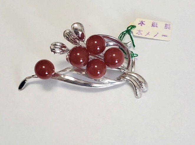 美しい SILVER シルバー刻印 瑪瑙 ブローチ レディース アクセサリー 9,8g 未使用品拍卖