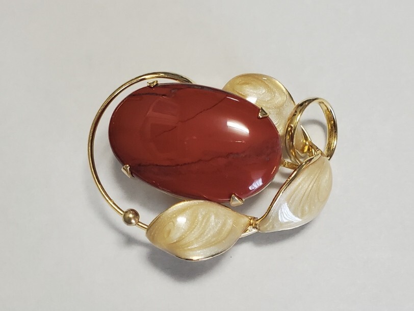 天然石 カラーストーン ブローチ ゴールドカラー レディースアクセサリー 15,5g 美品拍卖