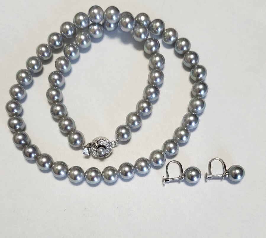 SILVER 925 シルバー刻印 ネックレス&イヤリング 2点セット レディース アクセサリー 8㎜ 46㎝ 49,4g 美品拍卖