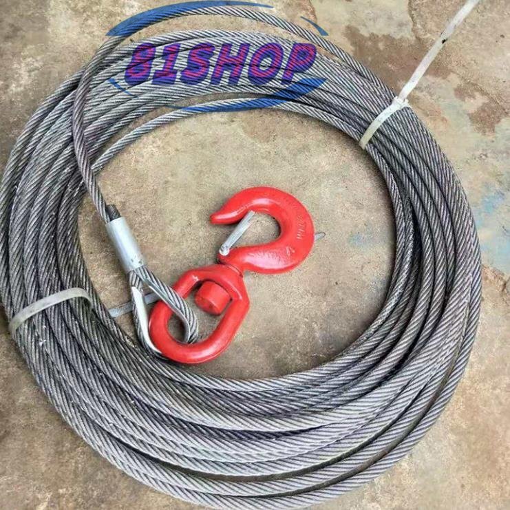 「81SHOP」新入荷★ ウインチワイヤー ケーブル ワイヤーロープ 電動ウインチ用 10mm×20m フック付 耐荷重4t 亜鉛メッキ鋼製 積載車用拍卖