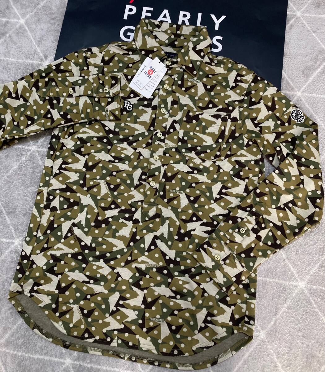 新品 パーリーゲイツ WJQ 長袖シャツ プルオーバー(5)サイズL/カモドット柄 PEARLY GATES 吸水速乾 24200拍卖