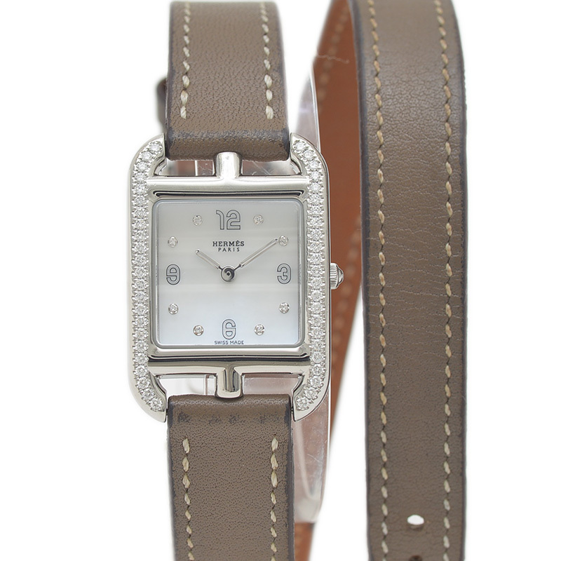 エルメス エルメス ケープコッド レディース シェル文字盤 8Pダイヤ クォーツ CC1.232拍卖