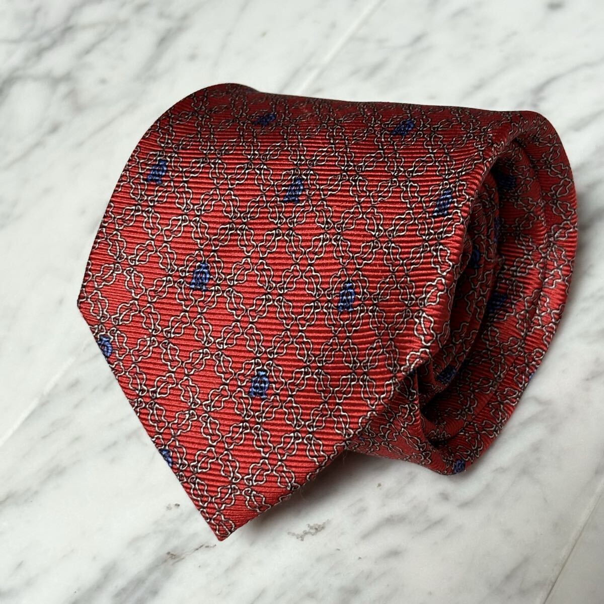 999円~ dunhill ネクタイ レッド ロゴ柄 パターン柄 (R5)拍卖
