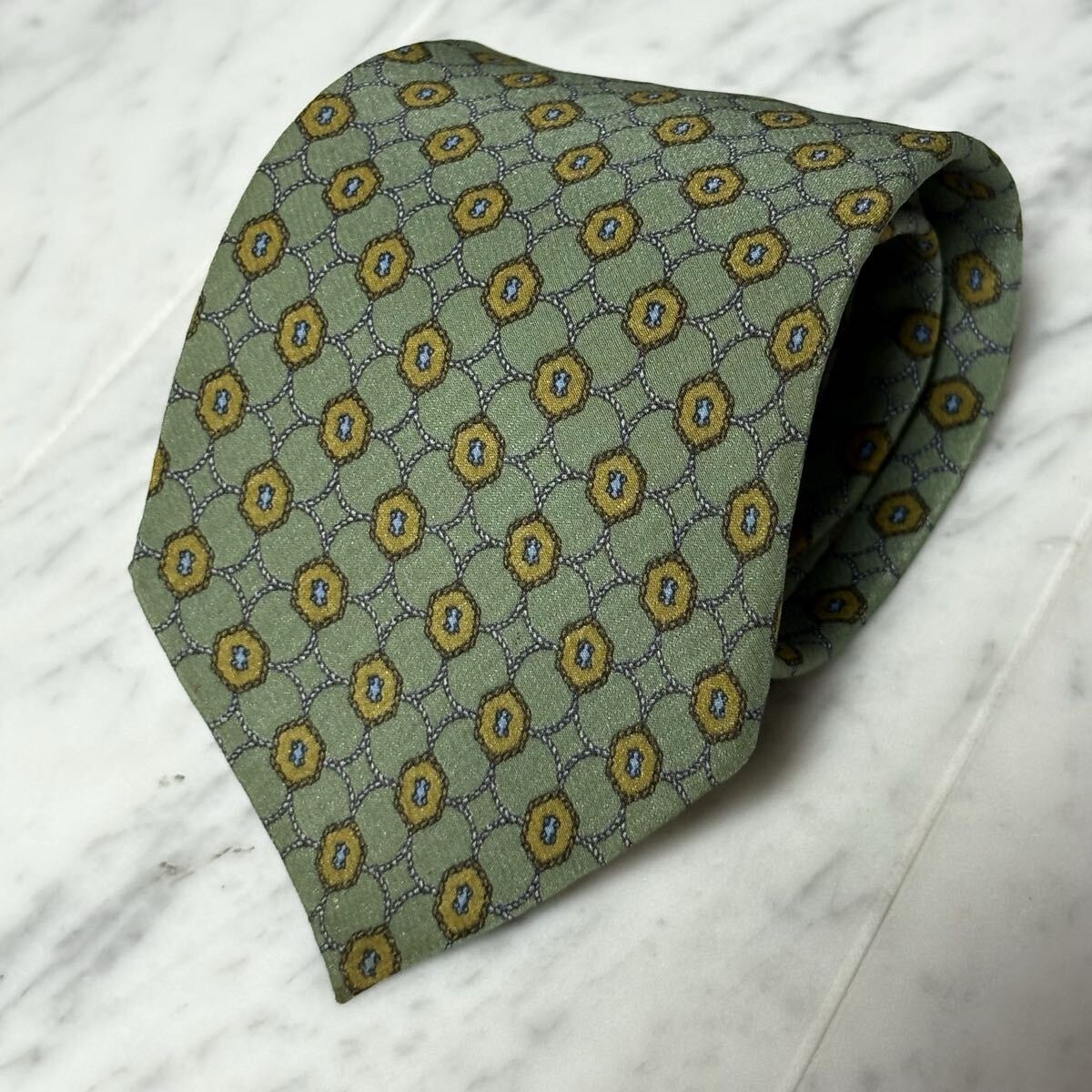 999円~ Christian Dior ネクタイ グリーン系 パターン柄 (GREEN B6)拍卖