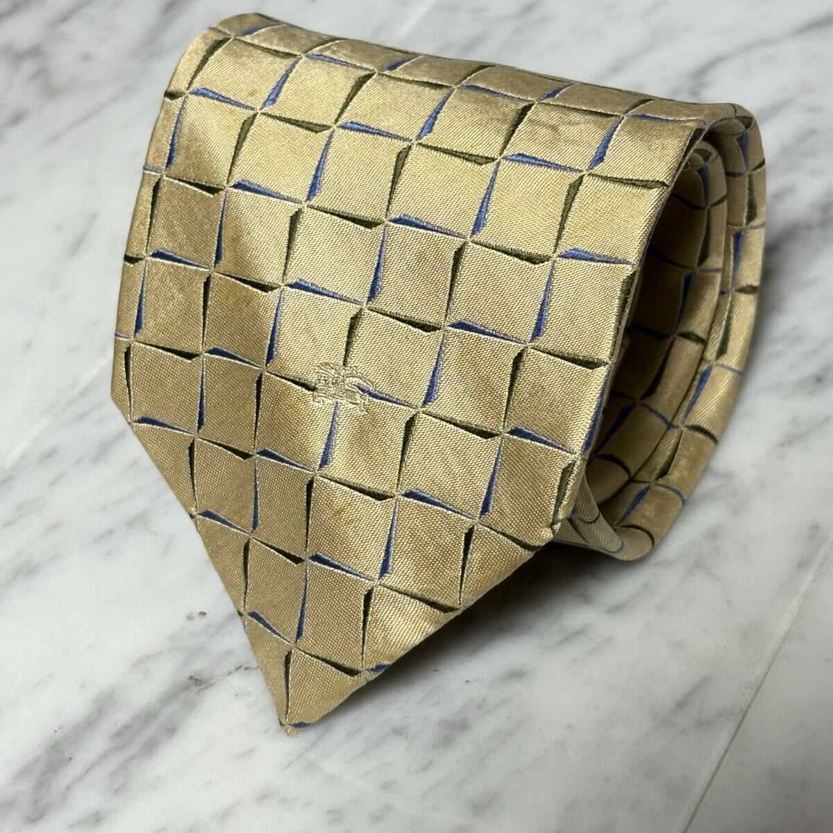 999円~ BURBERRY ネクタイ ブロックチェック柄 ロゴ柄 ゴールド (YW4)拍卖
