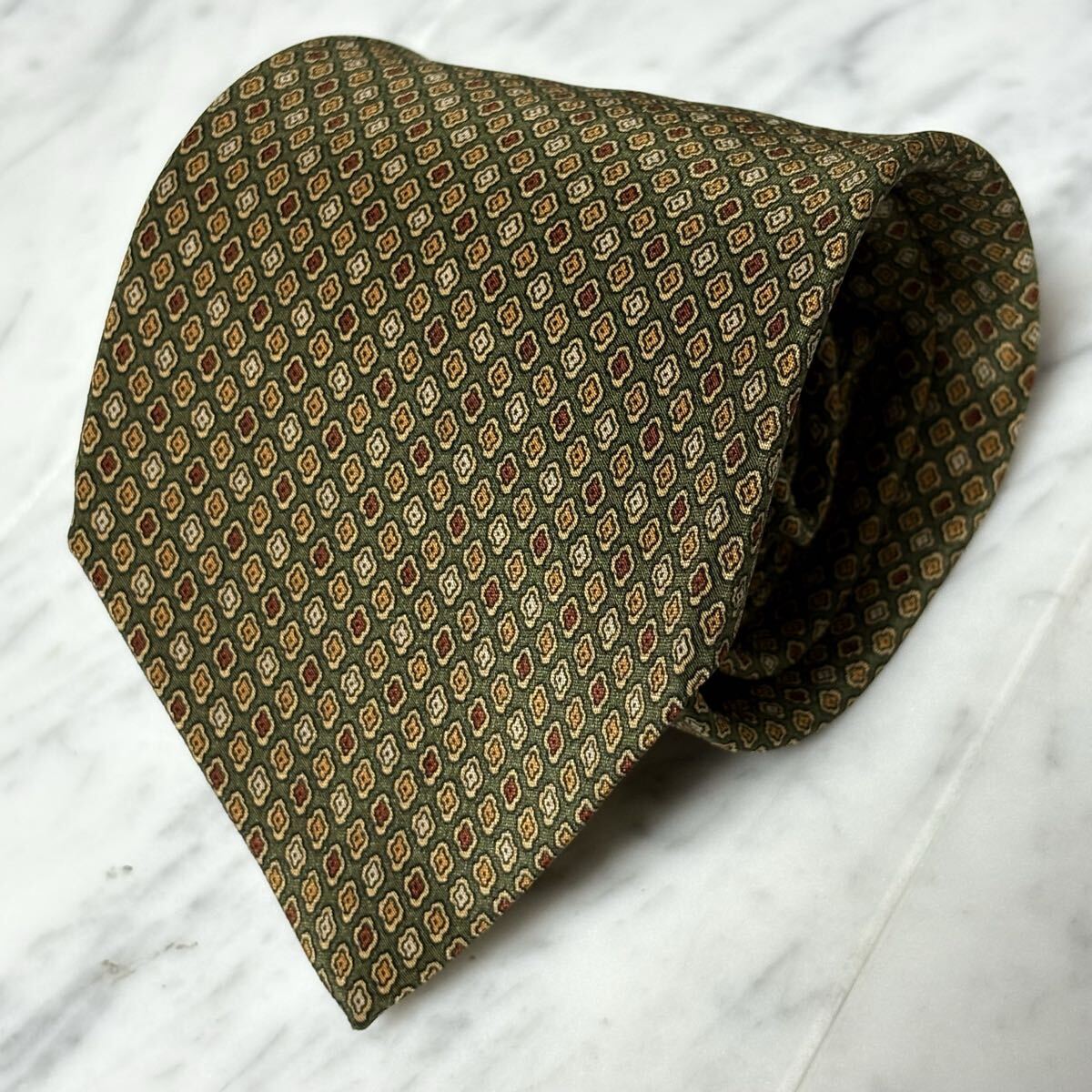 【未使用に近い】 999円~ Christian Dior ネクタイ グリーン 小紋柄 (GREEN B4)拍卖