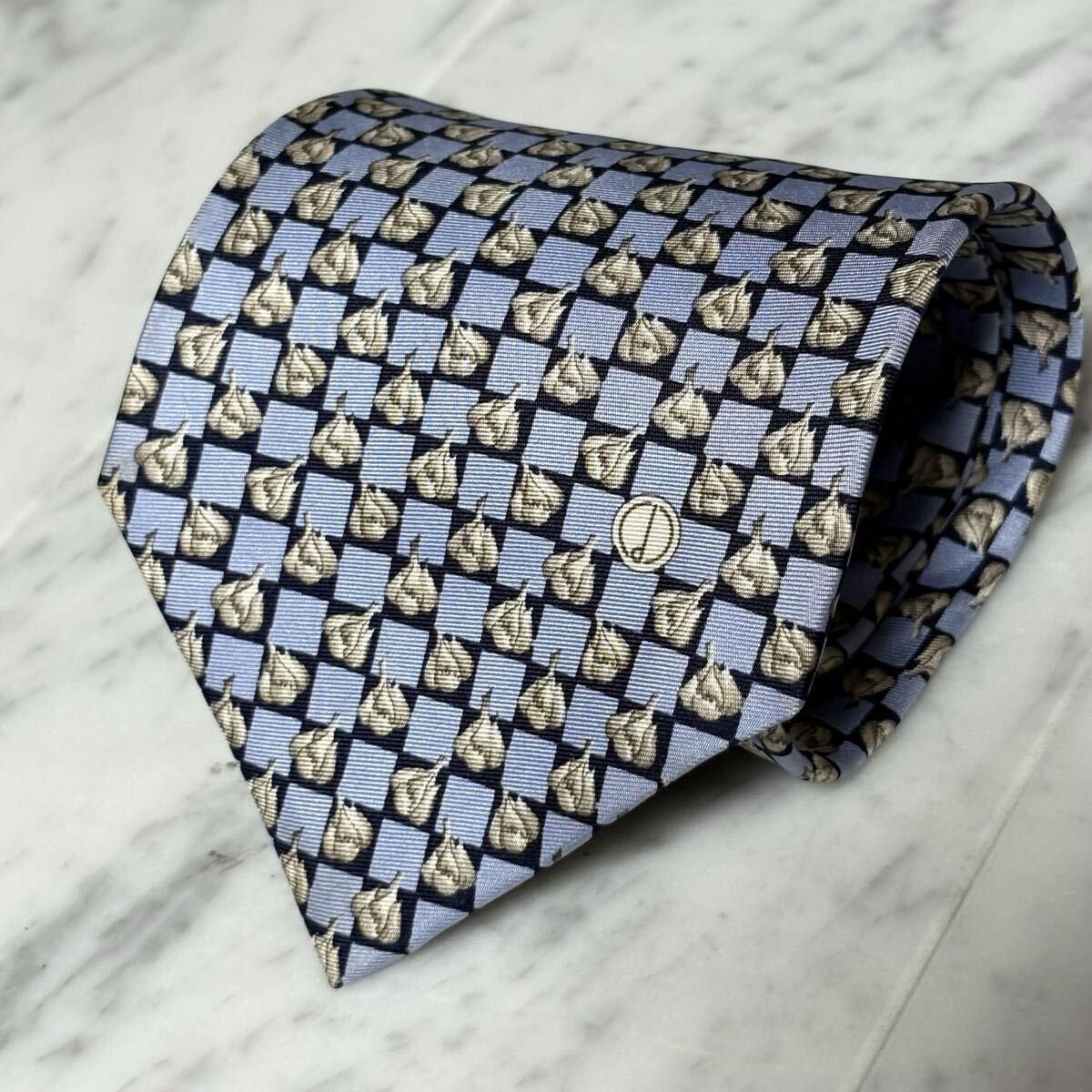 999円~ dunhill ネクタイ ブルー ブロックチェック柄 ガーリック柄 (B14)拍卖