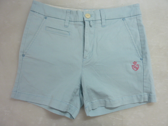 r228d PEARLY GATES パーリーゲイツ ショートパンツ ブルー系 ストレッチ有 ゴルフウェア ゴルフパンツ レディース拍卖
