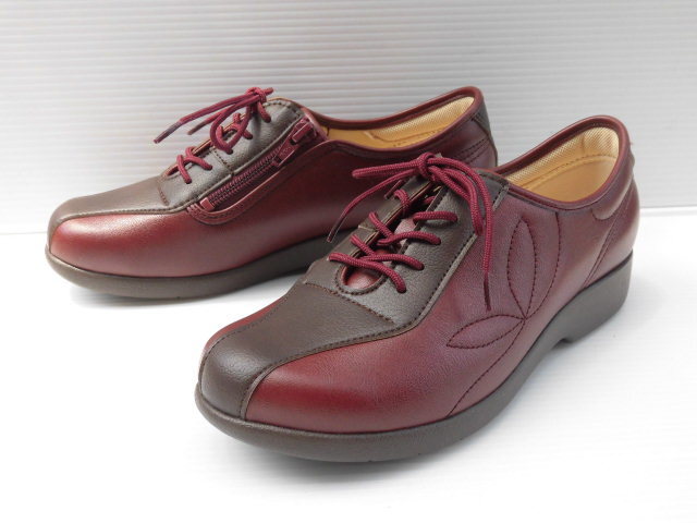 即決 24.5 アサヒ 快歩主義 L135 ワイン ファスナー付き 日本製 幅広 EEE 婦人 レディース ウォーキングシューズ 母の日 敬老の日拍卖